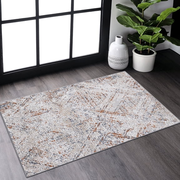 2x3 Beige Non-shedding Area Rug By Loom & - Ideal For Living Room, Dorm Study, Home Office , Pet-, Stain Bedroom, Nursery