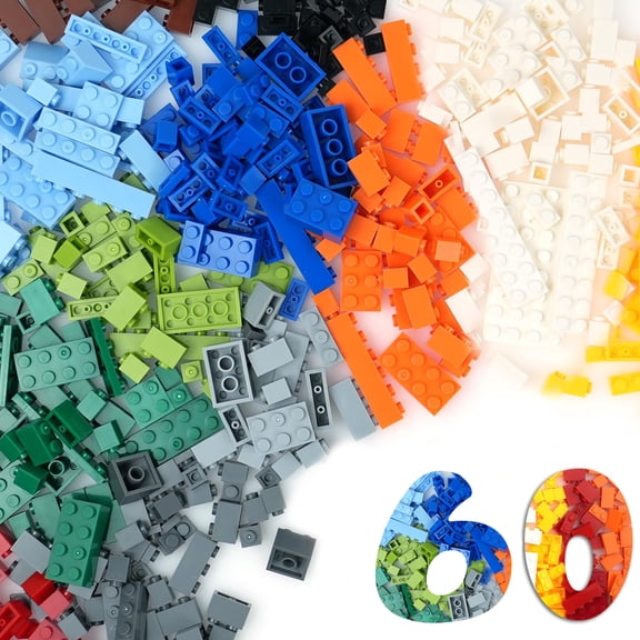 2x3 Bricks Multicolored Classic Basic Parts Building Creative Play Set Blocks Toy Accessories Compatible with 3002 Major Brands 60 Pieces