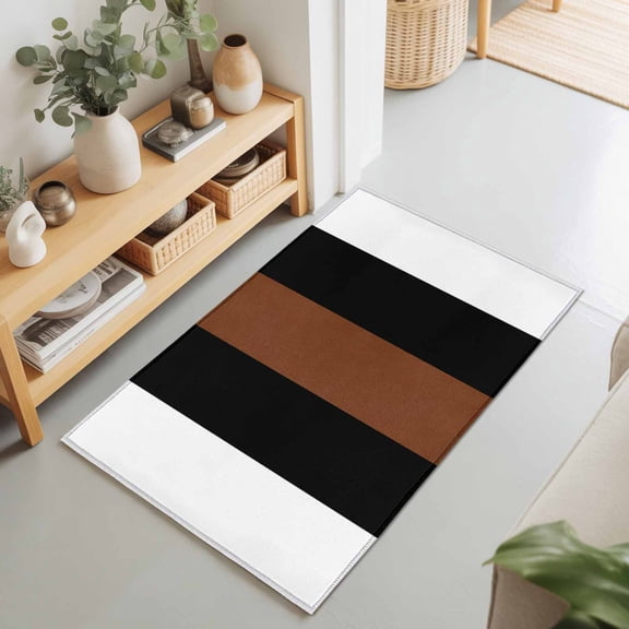 2x3 Brown Black White Small Area Rug for Entryway, Washable Non Slip Low Pile Soft Indoor Rug for Kitchen Bathroom Bedside, Boho Style Accent Rug