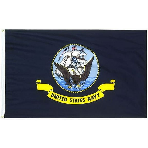 2x3' DURAWAVEZ NAVY NYLON FLAG FINISHED WITH CH&G