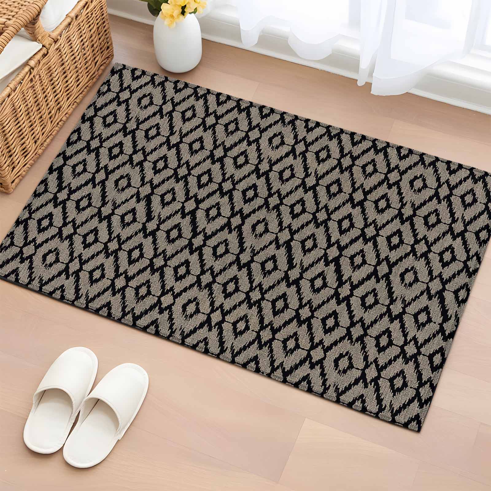2x3 Door Mat Rug, Abstract Contemporary, Non-Skid Rubber Backing Large ...