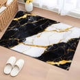 thumbnail image 1 of 2x3 Door Mat Rug, Black Marble Non-Skid Rubber Backing Large Rectangle Rugs - Living Room Bedroom Home Office, Luxury Gold White Abstract Cracks Artwork Indoor Floor Mat Carpets Washable Rug, 1 of 9