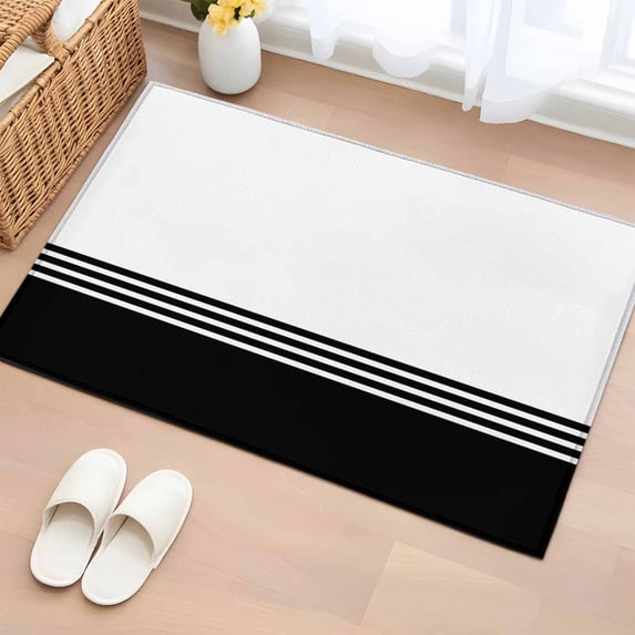 2x3 Door Mat Rug, Black White Striped Non-Skid Rubber Backing Large Rectangle Rugs - Living Room Bedroom Home Office, Modern Abstract Art Aesthetics Indoor Floor Mat Carpets Washable Rug