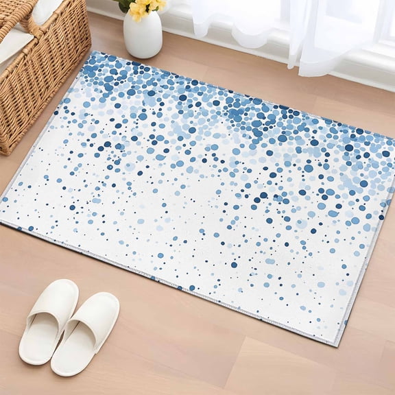2x3 Door Mat Rug, Blue Polka Dot Non-Skid Rubber Backing Large Rectangle Rugs - Living Room Bedroom Home Office, Abstract Modern Art Dots Watercolor Indoor Floor Mat Carpets Washable Rug