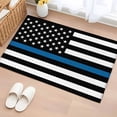 thumbnail image 1 of 2x3 Door Mat Rug, Blue White American Police Flag Non-Skid Rubber Backing Large Rectangle Rugs - Living Room Bedroom Home Office, Honoring Law Enforcement Officers Indoor Floor Carpets Washable Rug, 1 of 9