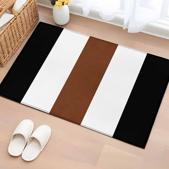 2x3 Door Mat Rug, Brown Black White Boho Non-Skid Rubber Backing Large Rectangle Rugs - Living Room Bedroom Home Office, Contemporary Modern Art Indoor Floor Mat Carpets Washable Rug