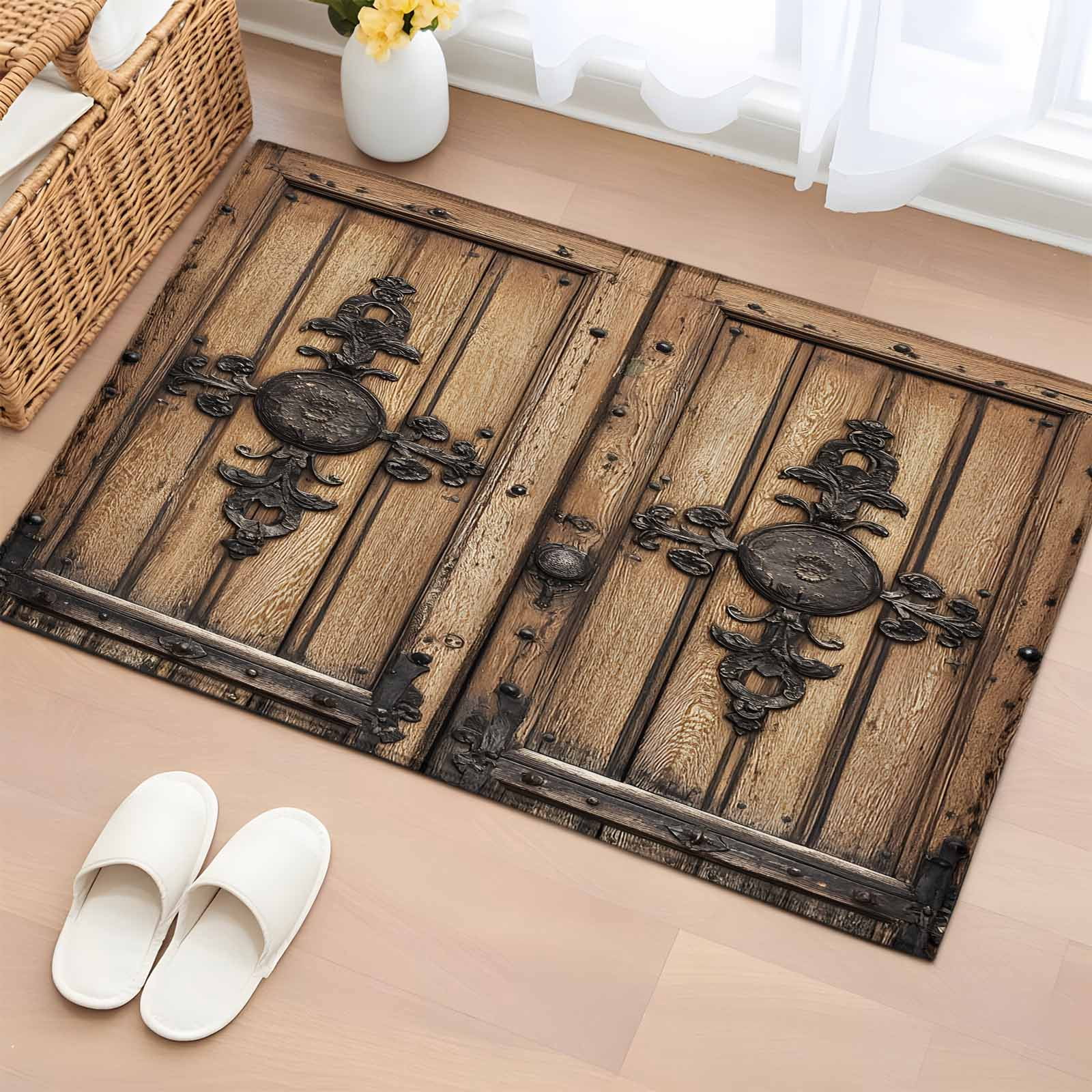 2x3 Door Mat Rug, Farmhouse Brown Non-Skid Rubber Backing Large ...