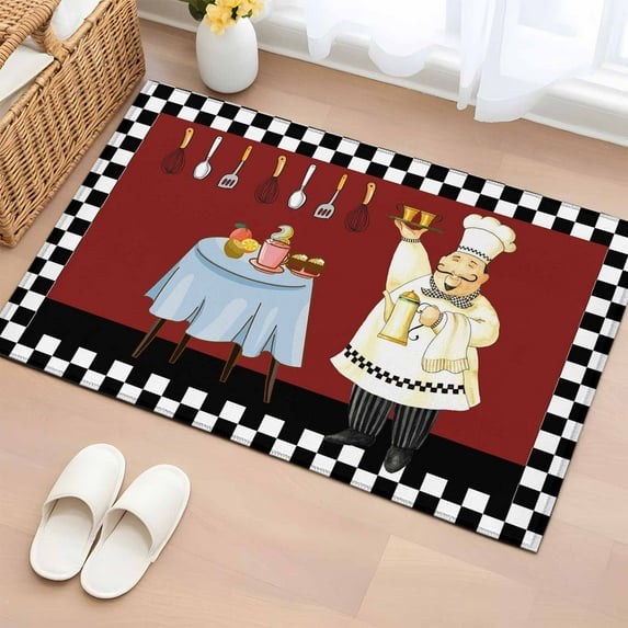 2x3 Door Mat Rug, Fat Chef Non-Skid Rubber Backing Large Rectangle Rugs ...