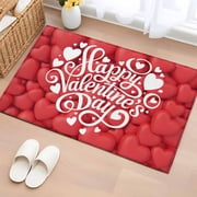 2x3 Door Mat Rug, Happ Valentines Day Non-Skid Rubber Backing Large Rectangle Rugs - Living Room Bedroom Home Office, Red Love Hearts Romantic Indoor Floor Mat Carpets Washable Rug