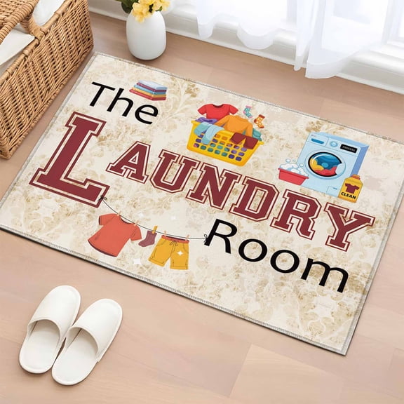 2x3 Door Mat Rug, Laundry Room Non-Skid Rubber Backing Large Rectangle Rugs - Living Room Bedroom Home Office, Rustic Farmhouse Washing Machine Clothes Indoor Floor Mat Carpets Washable Rug