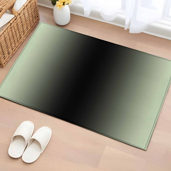 2x3 Door Mat Rug, Light Green Black Ombre Non-Skid Rubber Backing Large ...
