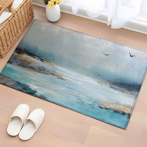 2x3 Door Mat Rug, Modern Oil Painting Non-Skid Rubber Backing Large Rectangle Rugs - Living Room Bedroom Home Office, Vintage Abstract Art Scenery Indoor Floor Mat Carpets Washable Rug