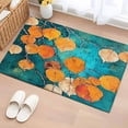 thumbnail image 1 of 2x3 Door Mat Rug, Orange Leaf Non-Skid Rubber Backing Large Rectangle Rugs - Living Room Bedroom Home Office, Abstract Oil Painting Branch Turquoise Indoor Floor Mat Carpets Washable Rug, 1 of 9