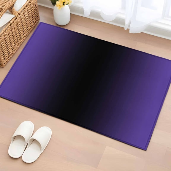2x3 Door Mat Rug, Purple Black Ombre Non-Skid Rubber Backing Large Rectangle Rugs - Living Room Bedroom Home Office, Gradient Contemporary Abstract Art Indoor Floor Mat Carpets Washable Rug