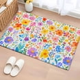 thumbnail image 1 of 2x3 Door Mat Rug, Spring Floral Non-Skid Rubber Backing Large Rectangle Rugs - Living Room Bedroom Home Office, Watercolor Botanical Colorful Summer Indoor Floor Mat Carpets Washable Rug, 1 of 9