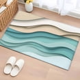 thumbnail image 1 of 2x3 Door Mat Rug, Teal Brown Ombre Non-Skid Rubber Backing Large Rectangle Rugs - Living Room Bedroom Home Office, Modern Abstract Moire Art Geometric Indoor Floor Mat Carpets Washable Rug, 1 of 9