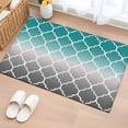 thumbnail image 1 of 2x3 Door Mat Rug, Teal Grey Ombre Morocco Pattern Non-Skid Rubber Backing Large Rectangle Rugs - Living Room Bedroom Home Office, Modern Moroccan Geometric Indoor Floor Mat Carpets Washable Rug, 1 of 9