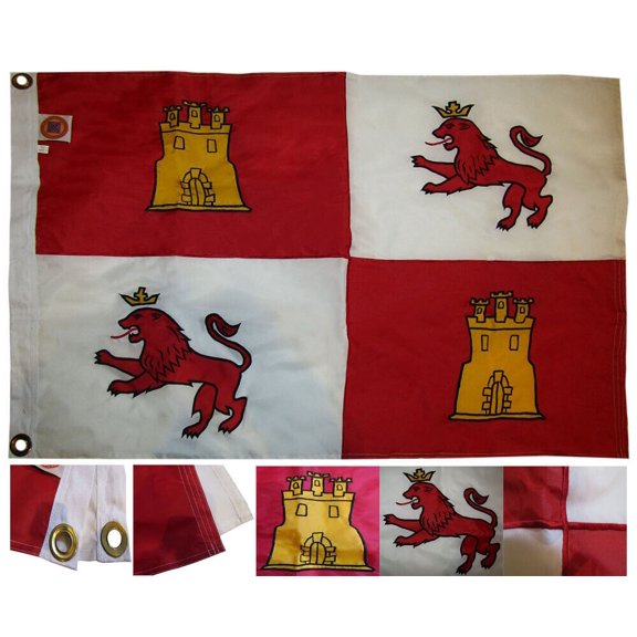 2x3 Embroidered Lions Castles Castile Lion 300D Nylon Flag 2'x3' 2 clips
