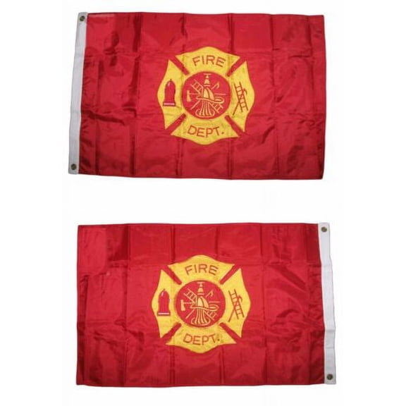2x3 Embroidered Sewn Fire Department Fighter Double Sided 2ply 300D Nylon Flag