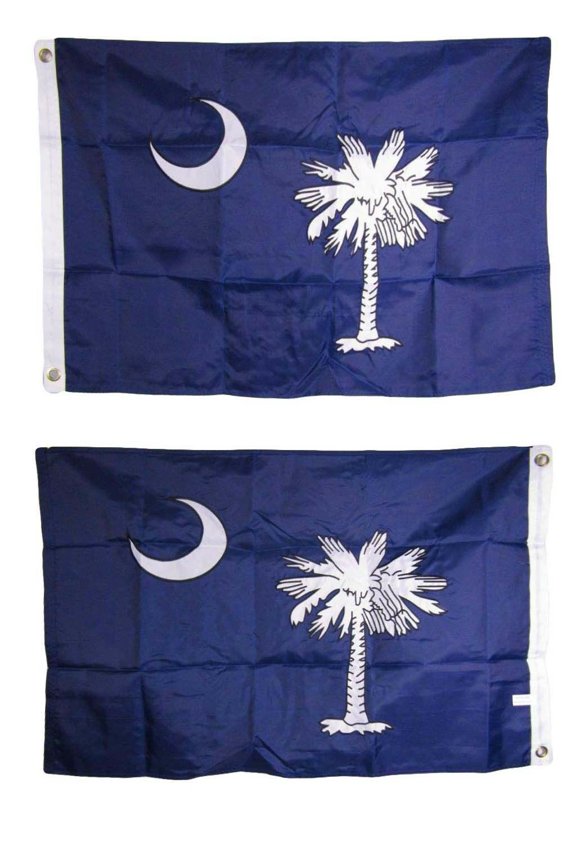 2x3 Embroidered South Carolina Double Sided 210D Sewn Nylon Flag 2'x3' 2 clips