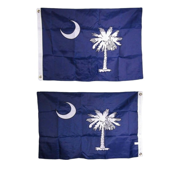 2x3 Embroidered South Carolina Double Sided 210D Sewn Nylon Flag 2'x3' 2 clips