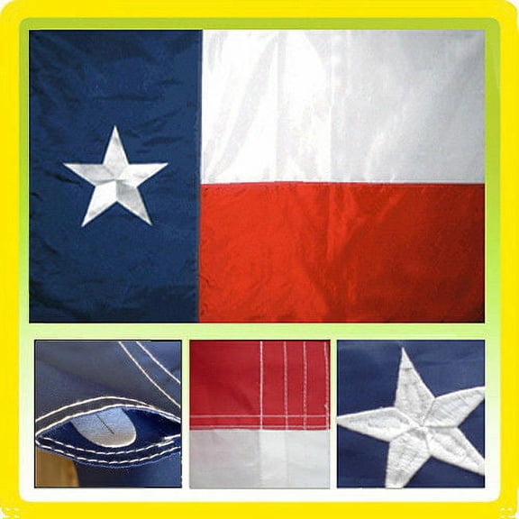 2x3 Embroidered State Of Texas Pole Sleeve 220D Sewn Nylon Flag 2'x3' Premium