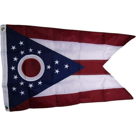 2x3 Embroidered State of Ohio OH 210D Sewn Nylon Flag 2'x3' Banner Grommets Double Stitched Fade