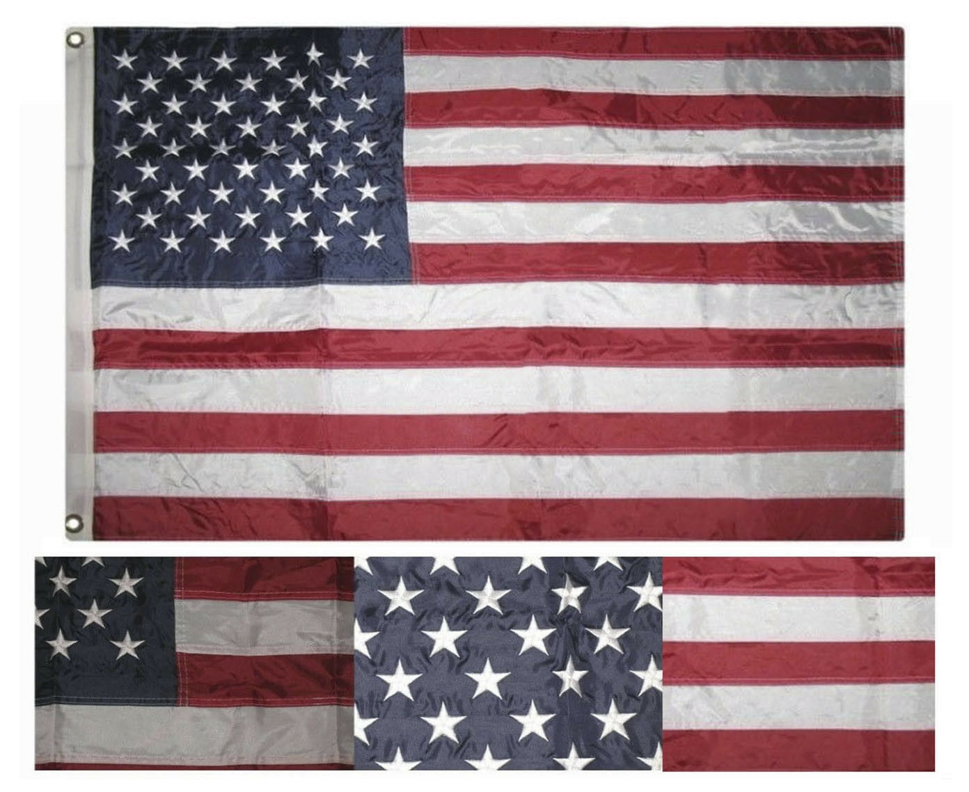 2x3 Embroidered USA United States Stars 210D Sewn Nylon Flag 2'x3' Grommets