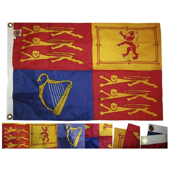 2x3 Embroidered Uk Britain Royal Crown Harp Lion 300D Nylon Flag 2'x3'