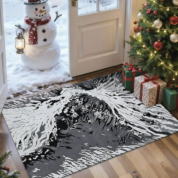 2x3 Entryway Rug Bathroom Rugs for Front Door Bedroom Kitchen, Washable Vintage Print Carpet, Floor Mat with Non Slip Backing