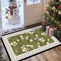 2x3 Entryway Rug Bathroom Rugs for Front Door Bedroom Kitchen, Washable Vintage Print Carpet, Floor Mat with Non Slip Backing
