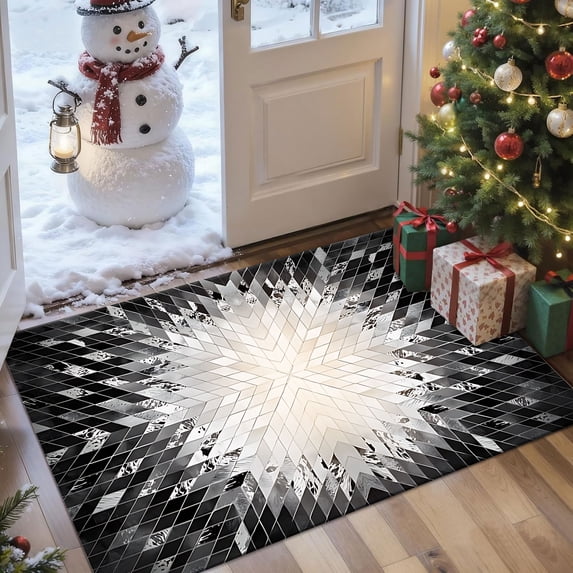 2x3 Entryway Rug Bathroom Rugs for Front Door Bedroom Kitchen, Washable Vintage Print Carpet, Floor Mat with Non Slip Backing