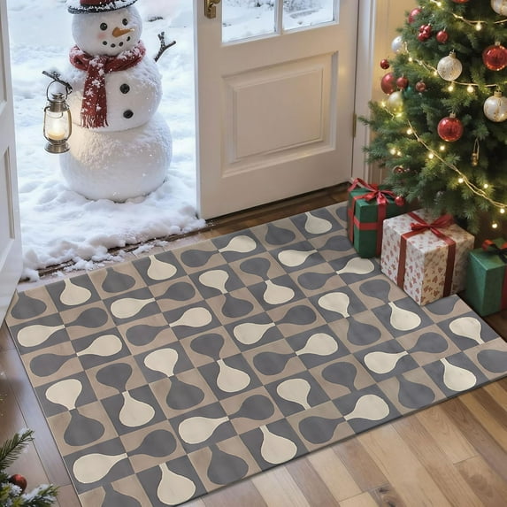 2x3 Entryway Rug Bathroom Rugs for Front Door Bedroom Kitchen, Washable Vintage Print Carpet, Floor Mat with Non Slip Backing