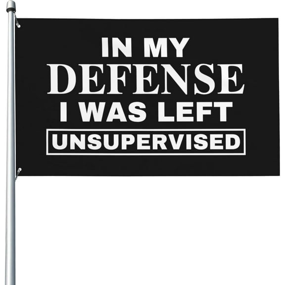 2x3 FT In My Defense I was Left for Unsupervised Flags for Outside Funny Gag Gifts Joke Outdoor Flag Heavy Duty Flag for Garden Yard Lawn House Decor