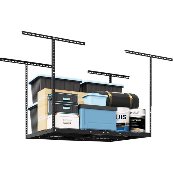 2x3 FT Overhead Garage Storage Rack, Adjustable Ceiling Mount, 155 lbs Capacity, Black