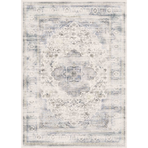 2x3 Farmhouse Rug, Machine Washable, Non-Slip Stain-Resistant Low-Pile Modern Abstract Area Rugs for Entryway, Kitchen, Bedroom, Bathroom -Blue