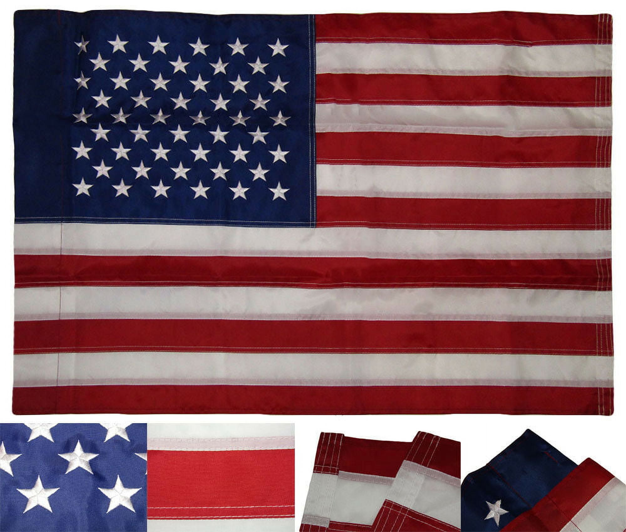 2x3 Ft American Flag Embroidered Nylon USA US Deluxe Stars POLE POCKET SLEEVE