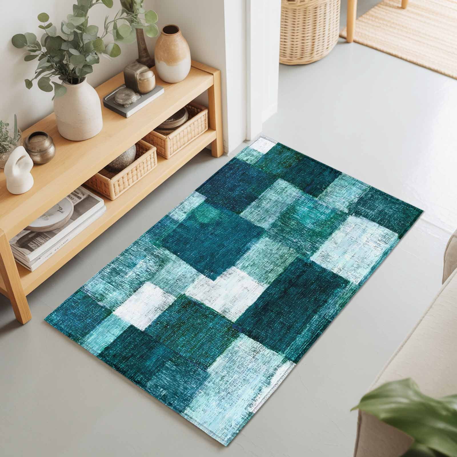 2x3 Ft Entryway Area Rug, Abstract Geometric Kitchen Rug Runner ...