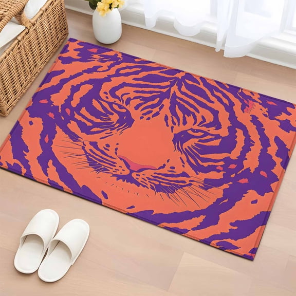 2x3 Ft Entryway Area Rug, Abstract Tiger Kitchen Rug Runner Washable Floor Mat, Red Blue Abstract Animals Modern Art Non Slip Indoor Door Mat Throw Carpet for Bathroom Living Room Bedroom