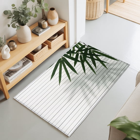 2x3 Ft Entryway Area Rug, Bam Boo Leaf Kitchen Rug Runner Washable Floor Mat, Japanese Zen Plants Minimalist Art Non Slip Indoor Door Mat Throw Carpet for Bathroom Living Room Bedroom