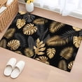 thumbnail image 1 of 2x3 Ft Entryway Area Rug, Black Golden Palm Leaf Kitchen Rug Runner Washable Floor Mat, Tropical Plant Modern Luxury Non Slip Indoor Door Mat Throw Carpet for Bathroom Living Room Bedroom, 1 of 8