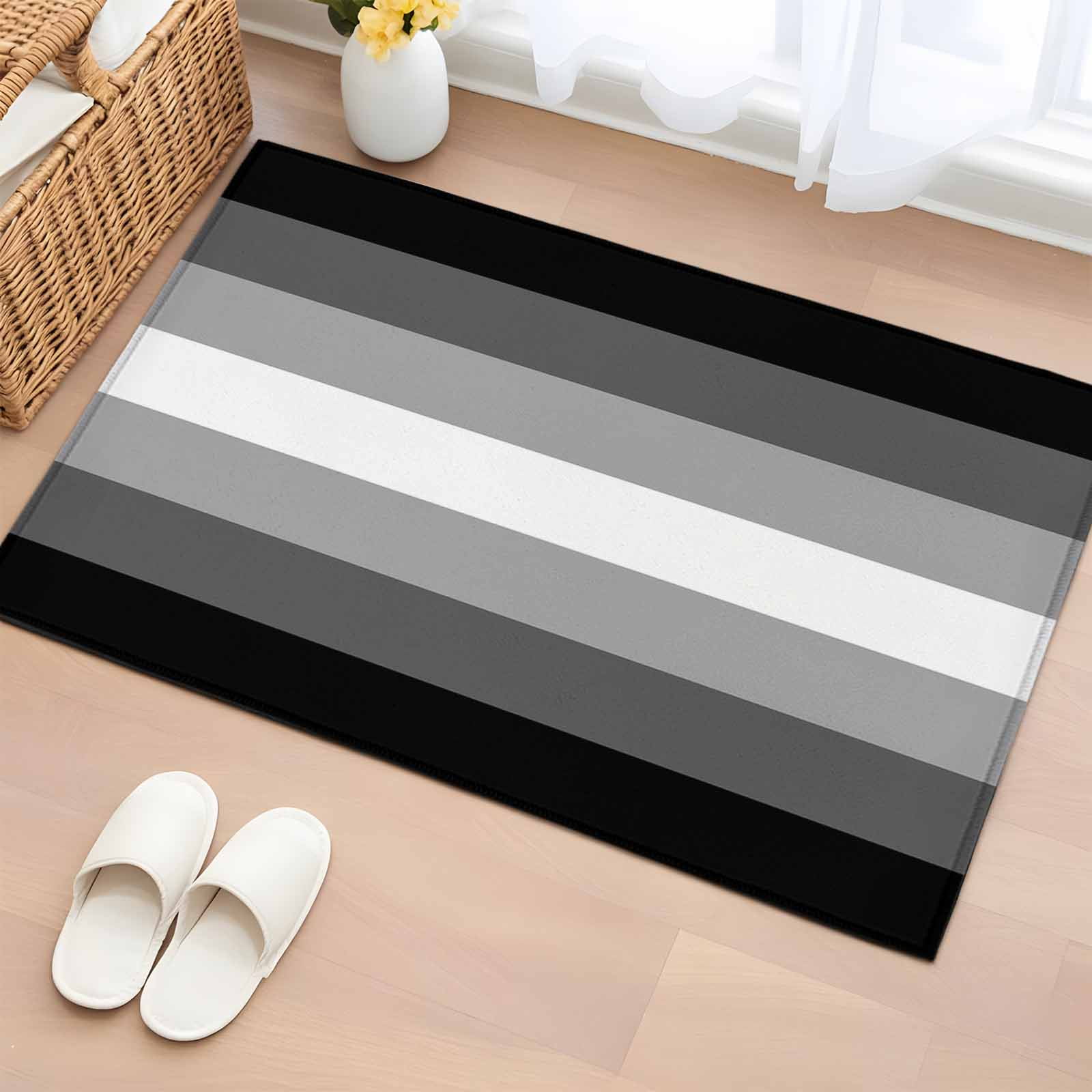 2x3 Ft Entryway Area Rug, Black White Ombre Kitchen Rug Runner Washable ...