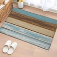 thumbnail image 1 of 2x3 Ft Entryway Area Rug, Blue Brown Kitchen Rug Runner Washable Floor Mat, Farmhouse Rustic Wooden Plank Board Non Slip Indoor Door Mat Throw Carpet for Bathroom Living Room Bedroom, 1 of 8