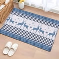 thumbnail image 1 of 2x3 Ft Entryway Area Rug, Blue Christmas Kitchen Rug Runner Washable Floor Mat, Xmas Elk Snowflake Blue Plaid Non Slip Indoor Door Mat Throw Carpet for Bathroom Living Room Bedroom, 1 of 8