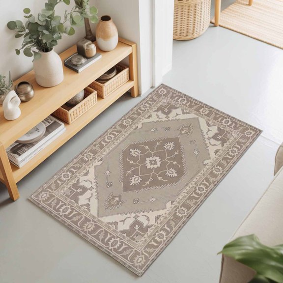 2x3 Ft Entryway Area Rug, Boho Beige Kitchen Rug Runner Washable Floor Mat, Southwestern Ethnic Abstract Aesthetics Non Slip Indoor Door Mat Throw Carpet for Bathroom Living Room Bedroom
