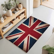 2x3 Ft Entryway Area Rug, British Flag Kitchen Rug Runner Washable Floor Mat, Vintage United Kingdom England Uk Flag Non Slip Indoor Door Mat Throw Carpet for Bathroom Living Room Bedroom