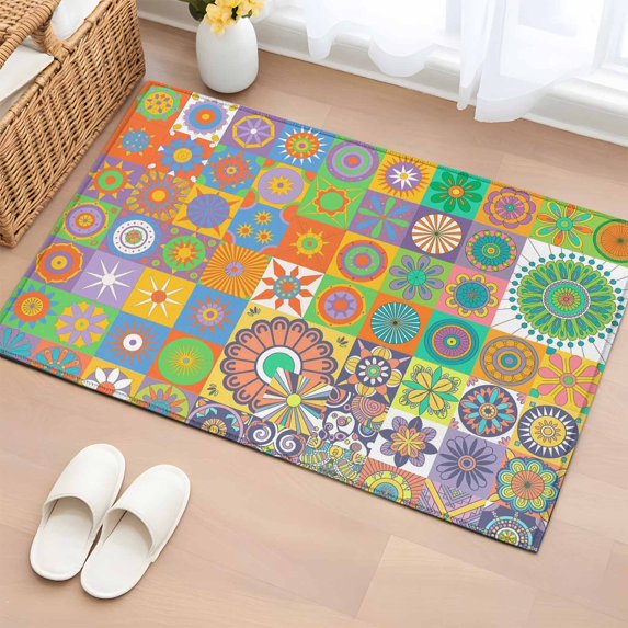2x3 Ft Entryway Area Rug, Colorful Ethnic Kitchen Rug Runner Washable ...