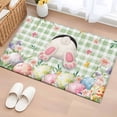 thumbnail image 1 of 2x3 Ft Entryway Area Rug, Easter Kitchen Rug Runner Washable Floor Mat, Spring Rabbit Feet Wildflowers Eggs Green Lattice Non Slip Indoor Door Mat Throw Carpet for Bathroom Living Room Bedroom, 1 of 8