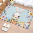 thumbnail image 1 of 2x3 Ft Entryway Area Rug, Easter Kitchen Rug Runner Washable Floor Mat, Spring Watercolor Bunny Carrots Eggs Flowers Blue Non Slip Indoor Door Mat Throw Carpet for Bathroom Living Room Bedroom, 1 of 8