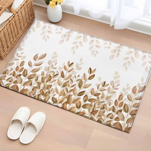 2x3 Ft Entryway Area Rug, Eucalyptus Leaves Kitchen Rug Runner Washable Floor Mat, Spring Plants Country Yellow Non Slip Indoor Door Mat Throw Carpet for Bathroom Living Room Bedroom
